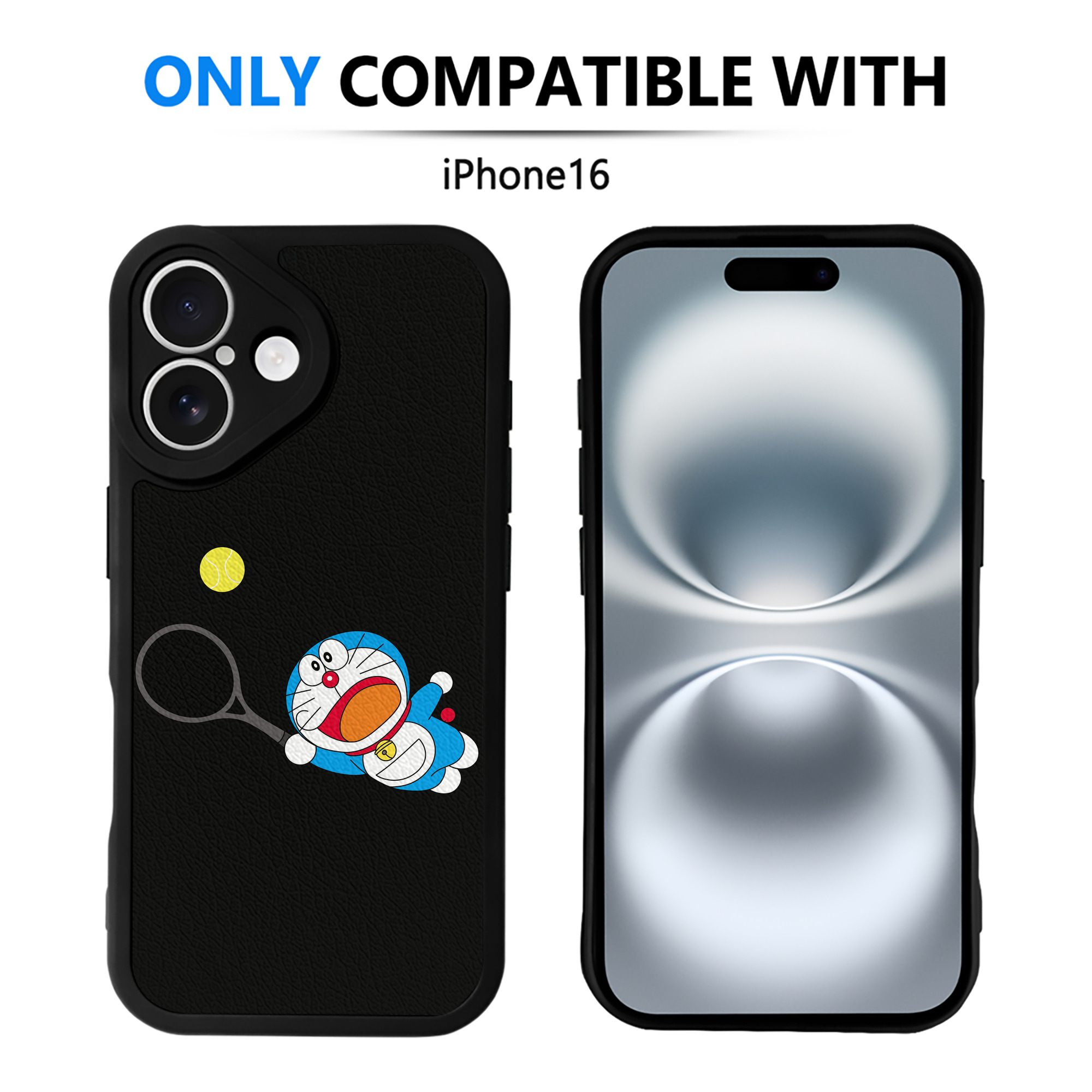 （画像用） ドラえもん Doraemon 【iPhone 16シリーズ対応】シリコンスマホケース（レザー調） 材質：シリコン